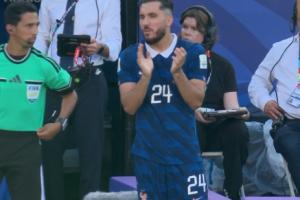 第84分钟法国换人，谢尔基登场换下登贝莱